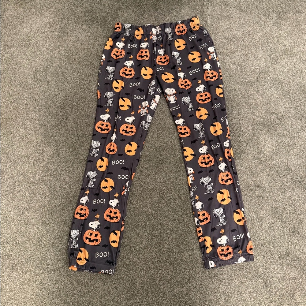 munki munki Halloween Pumpkin Pajama Pants - Black and Orange